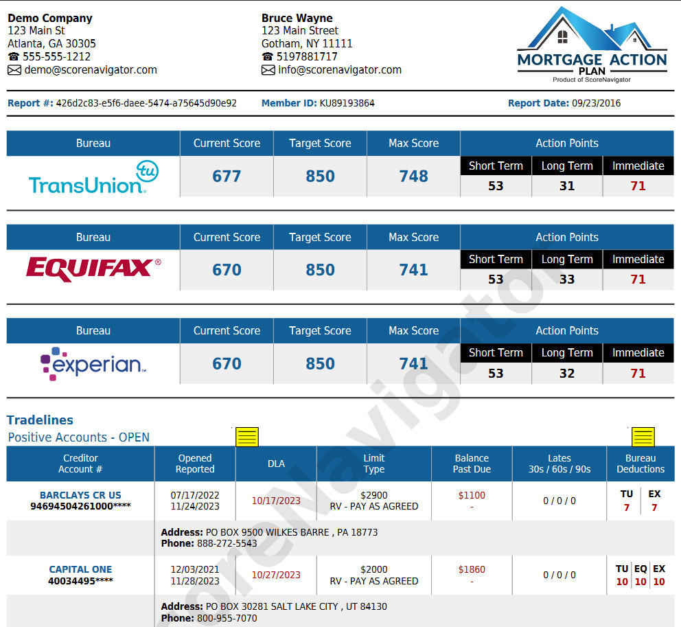 Tradelines Report